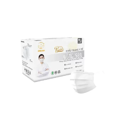 Khẩu Trang Y Tế 4 Lớp Đồng Sen Vip Trắng
